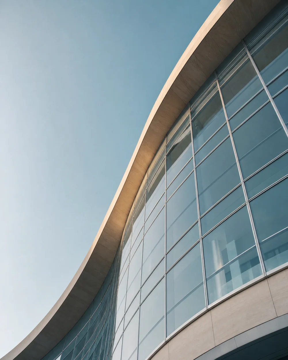 Architectural study of connected glass and structural lines